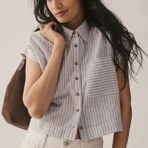Pilcro Striped Button-Up Women's Top